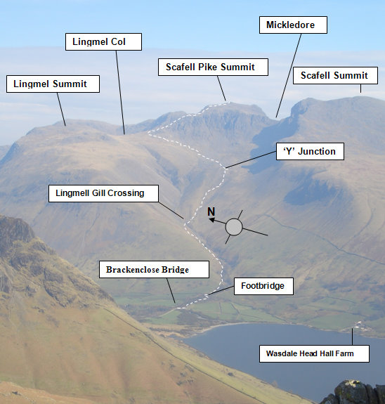 Rocky summit of Scafell Pike, England's highest mountain.
